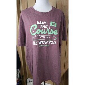 Life Is Good Golf T Shirt Mens/Womens XL May The Course Be With You Purple Tee